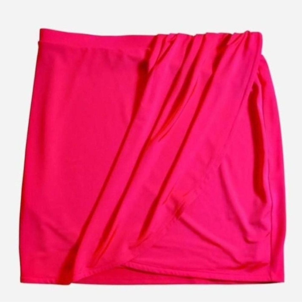 Express Hot Pink Faux Wrap Mini Skirt Valentine's Day Rave Party Date Night Alt